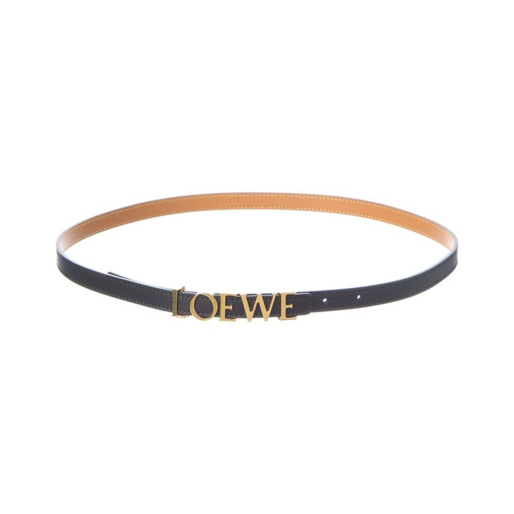 Loewe Logo Leather Belt, Black